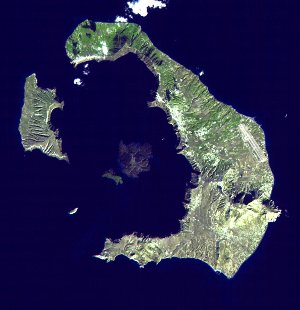 Vista aérea isla de Santorini