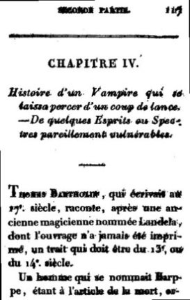 Capitulo de Historie des Vampyres donde se narra el caso de Harppe.