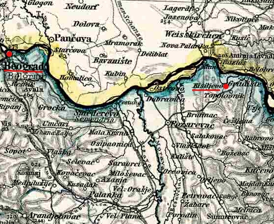 Kisiljevo en un atlas de 1891