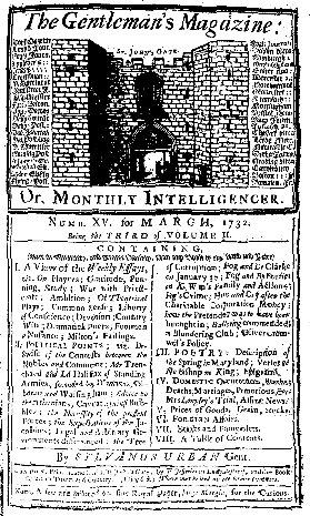 Portada de The Gentleman's Magazine. Número de marzo de 1732